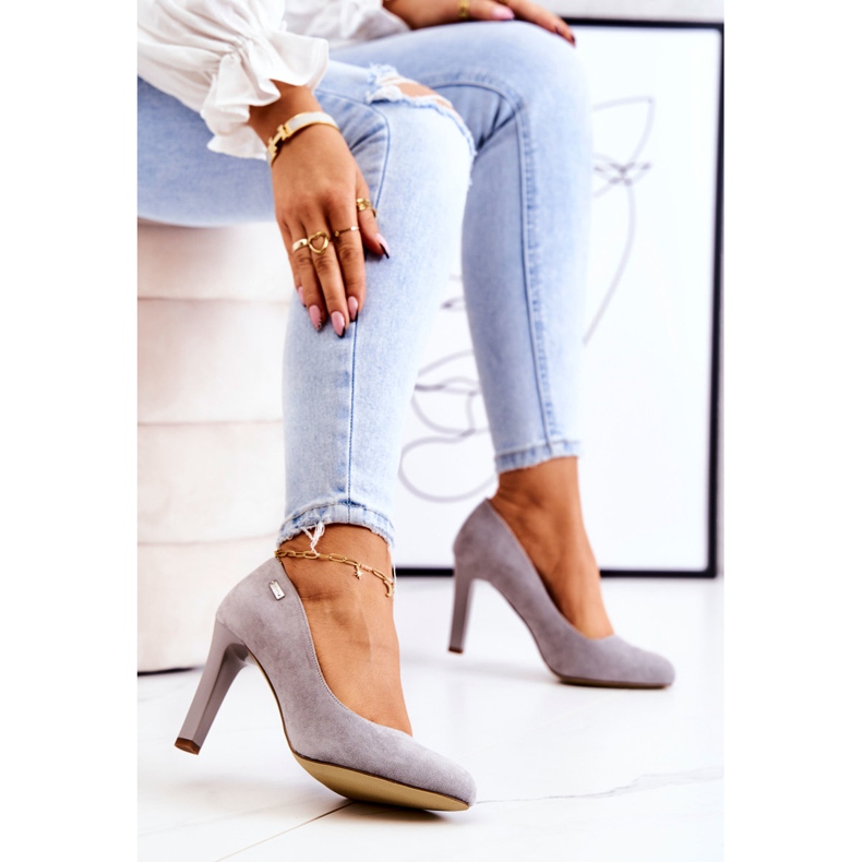 Pompele din piele de căprioară gri pentru femei pe bară Sergio Leone Campbell 1