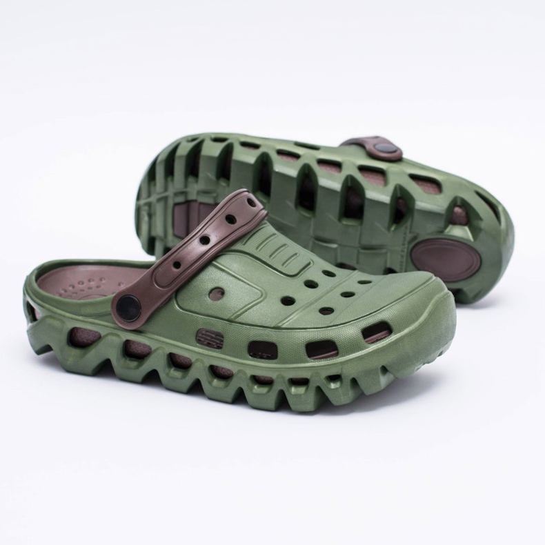 Flameshoes Papuci de grădină pentru bărbați verzi Kroks Eva maro verde 1