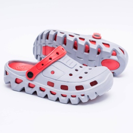 Flameshoes Papuci ușori de grădină pentru bărbați gri Kroks Eva roșu 1