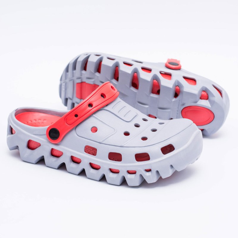 Flameshoes Papuci ușori de grădină pentru bărbați gri Kroks Eva roșu 1