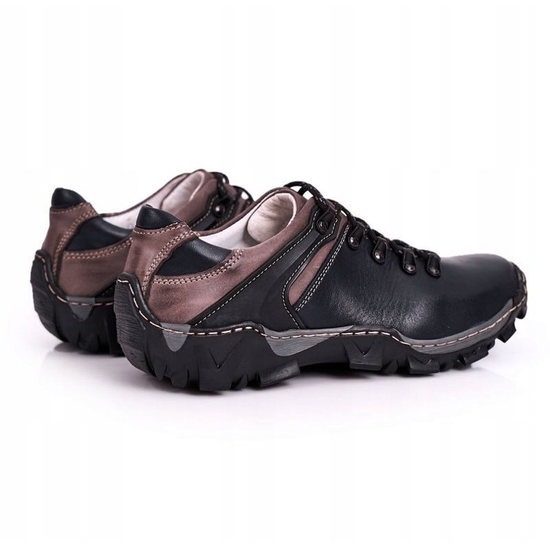 Bednarek Polish Shoes Pantofi de trekking din piele pentru bărbați Filippo albastru marin 1