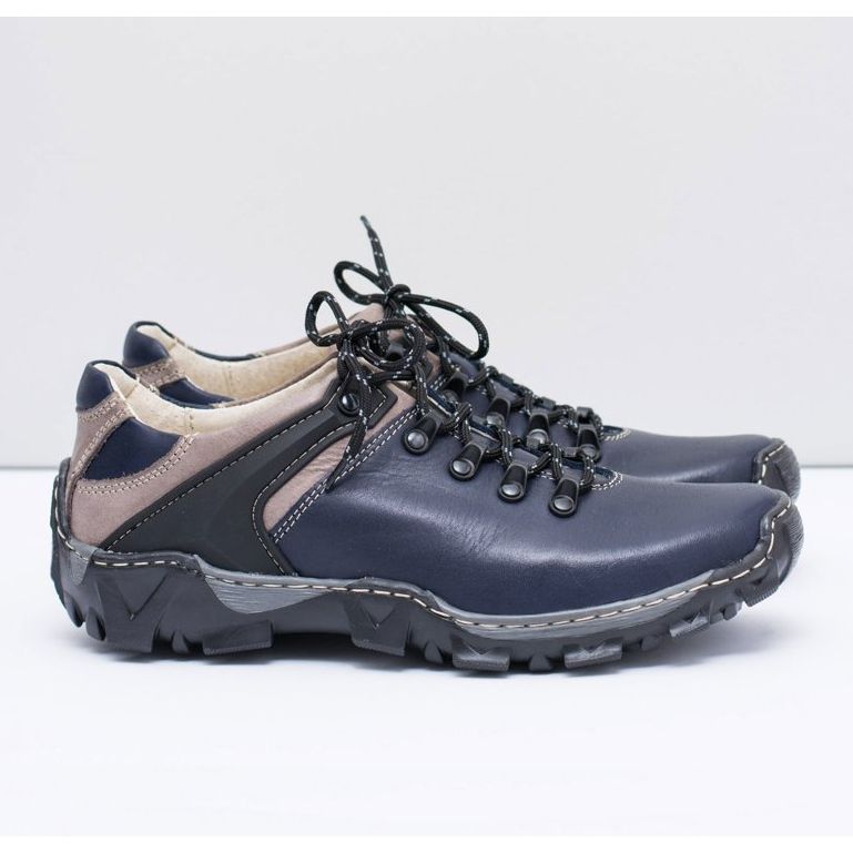 Bednarek Polish Shoes Pantofi de trekking din piele pentru bărbați Filippo albastru marin 2