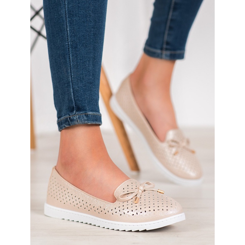 Weide Mocasini ajurati cu sclipici maro 1 Weide Mocasini ajurati cu sclipici maro 1