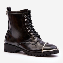 Cizme de damă Lu Boo Black Workers cu cadru din oțel Jacksy negru 1