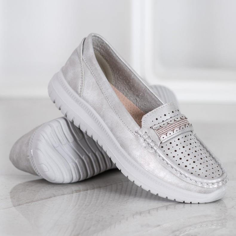 Small Swan Mocasini pe platformă gri 2