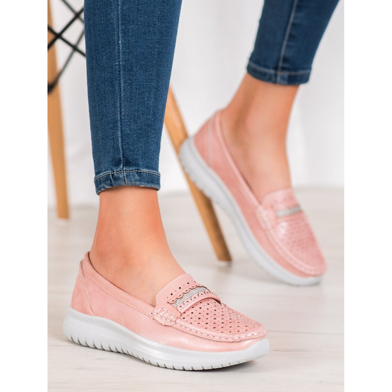 Small Swan Mocasini pe platformă roz 2