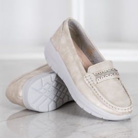 SHELOVET Mocasini confortabili pe platformă galben 1