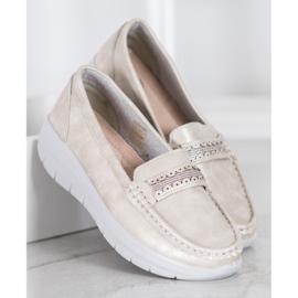 SHELOVET Mocasini confortabili pe platformă galben 2