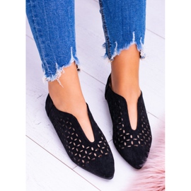 Încălțăminte de damă Lu Boo din piele de căprioară neagră Synthia negru 2