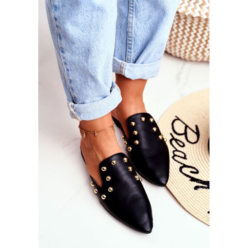 Papuci pentru femei Lu Boo Mule Seniorita Black negru 2