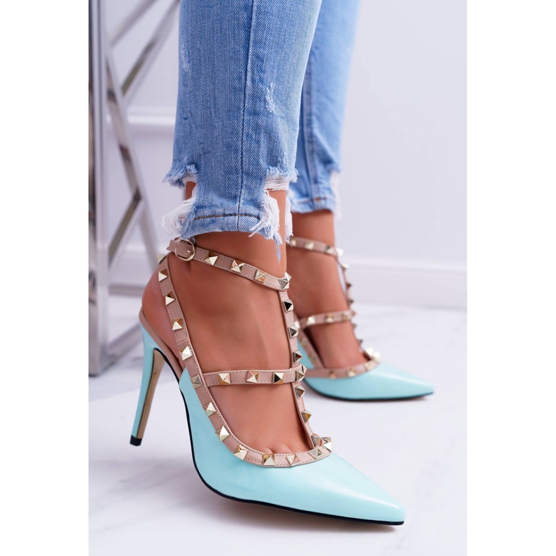 Stilete VICES pentru femei, lăcuite, albastre, cu jeturi Valenti albastru 2