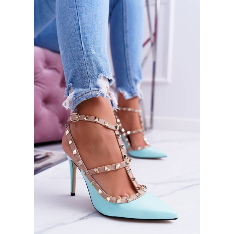 Stilete VICES pentru femei, lăcuite, albastre, cu jeturi Valenti albastru 1