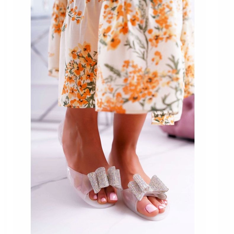 Lu Boo | Balerini din cauciuc Meliski Bow White Cindela alb 2