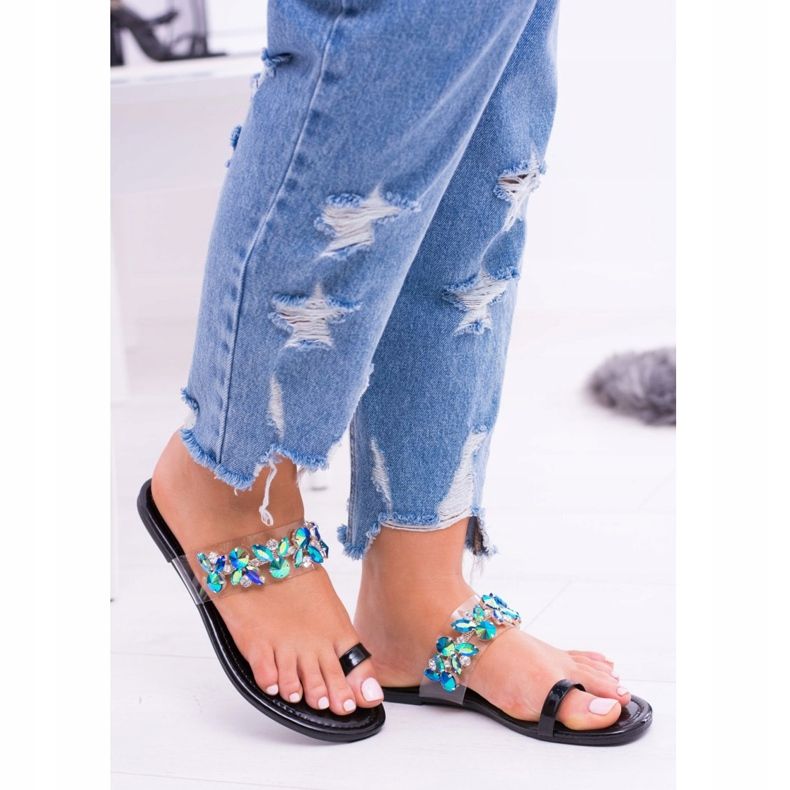 Papuci Lu Boo Elegante Paiete Negre Tanut negru 2