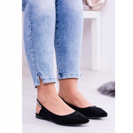 Balerini Lu Boo din piele neagră în pietre de stras Szpitz Macron negru 1