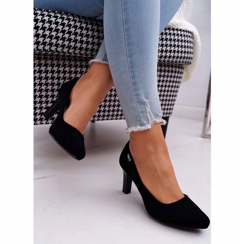 Pompe de damă Sergio Leone Orsola din piele de căprioară neagră negru 2