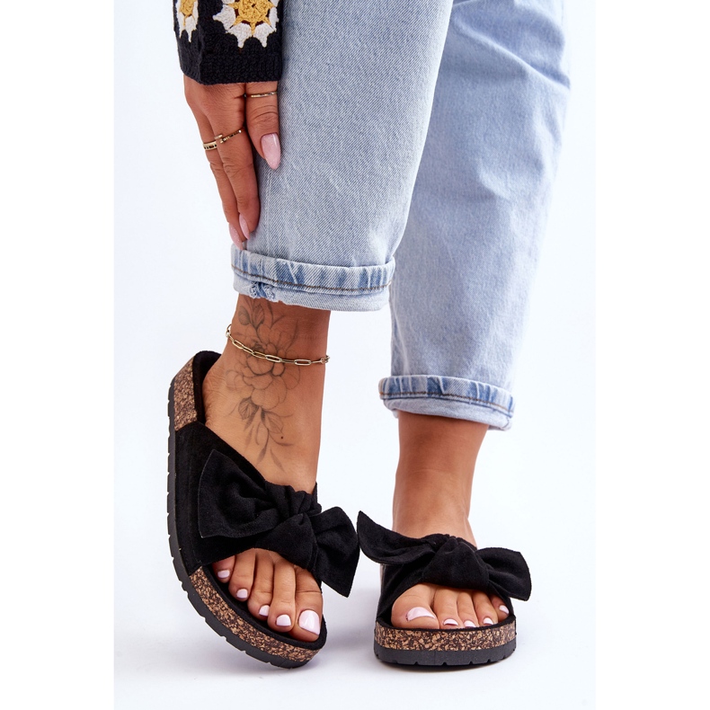 PS1 Papuci negri pentru femei pe arc de plută Wendy negru 2