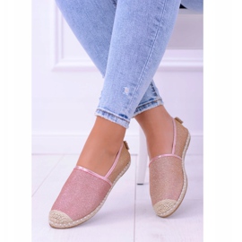 Espadrile Lu Boo pentru femei Slip On Glitter Gold Rose Miravet roz 1