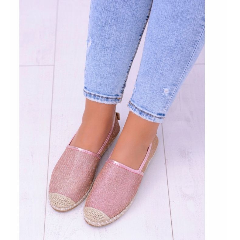 Espadrile Lu Boo pentru femei Slip On Glitter Gold Rose Miravet roz 2 Espadrile Lu Boo pentru femei Slip On Glitter Gold Rose Miravet roz 2