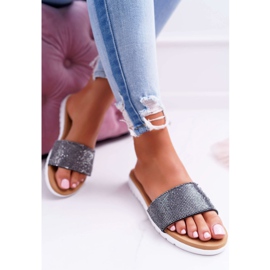 Papuci negri Lu Boo pentru femei, cu paiete negru 1