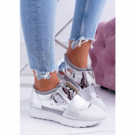 Încălțăminte sport argintie pentru femei Lu Boo Madoni gri 2