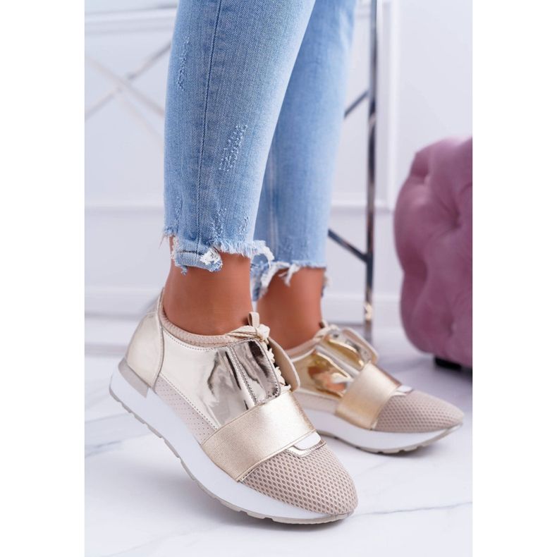 Încălțăminte sport aurie Lu Boo pentru femei Madoni de aur 1