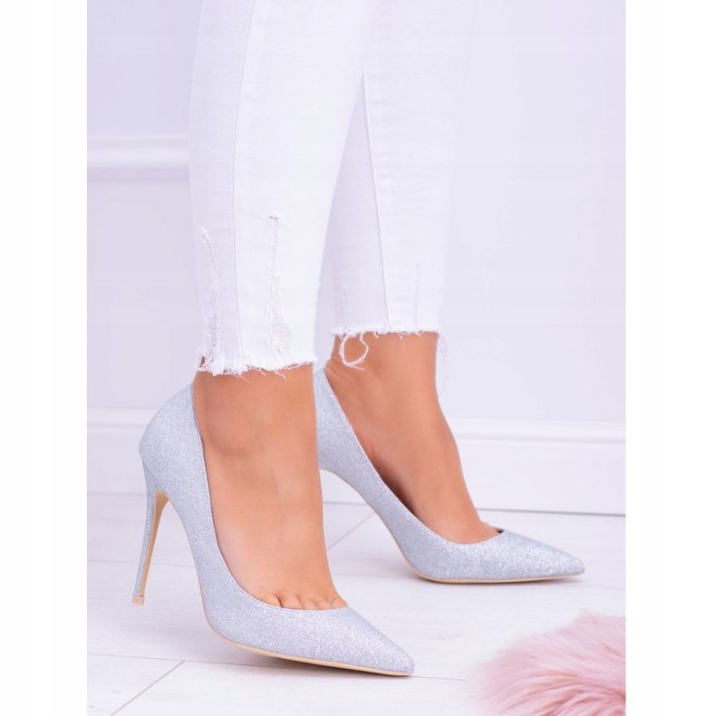 Tocuri înalte pentru femei Lu Boo Glitter Silver Shining gri 2