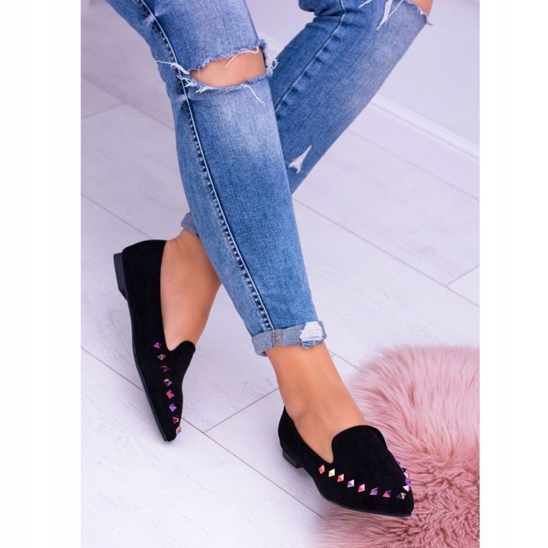 Lu Boo Black Lords Iridescent Jets Suede Spike negru 2