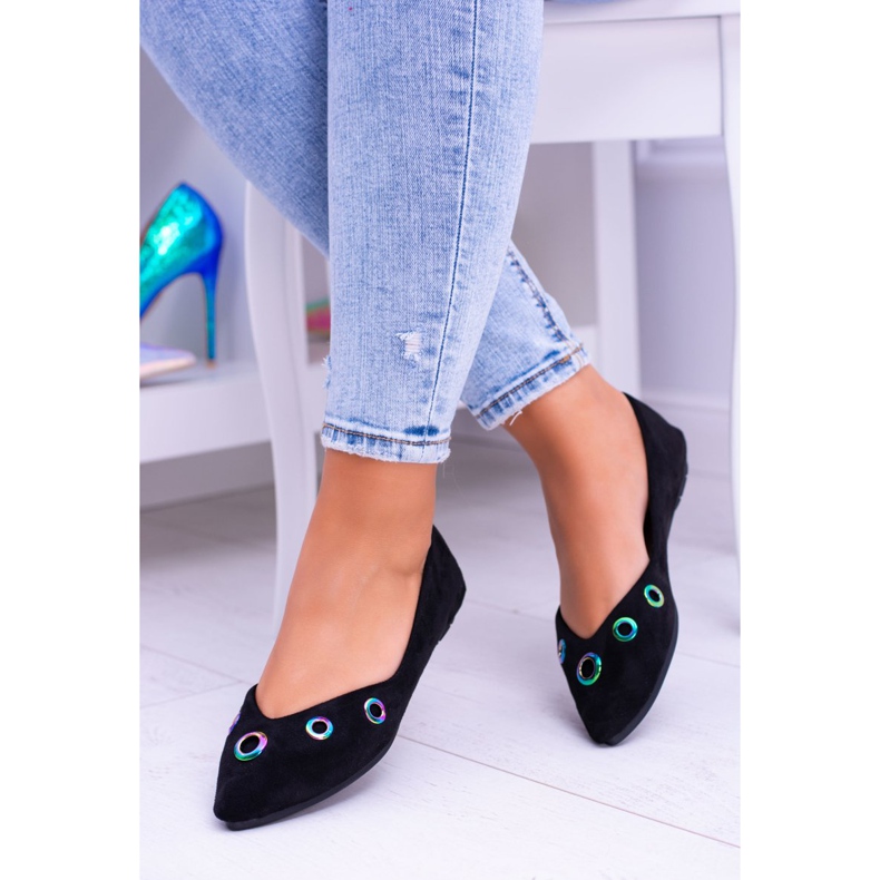 Lu Boo Black Ballerina In Spitz Gasoline Eyelets Octavia negru 1