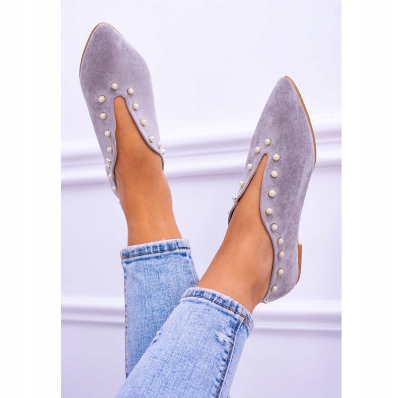 Încălțăminte gri Lu Boo cu margele decupate Merseo 2