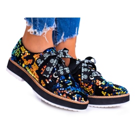Lu Boo Brogues Femei Suede Multicolor Moonlight negru 8