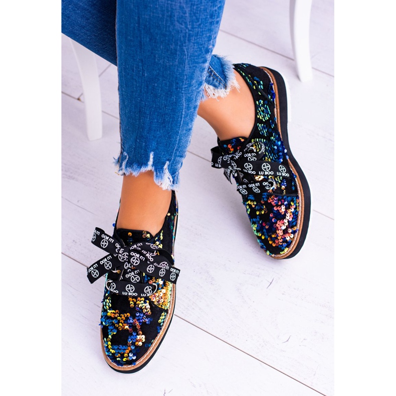 Lu Boo Brogues Femei Suede Multicolor Moonlight negru 1