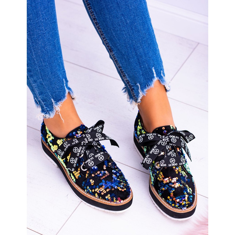 Lu Boo Brogues Femei Suede Multicolor Moonlight negru 2