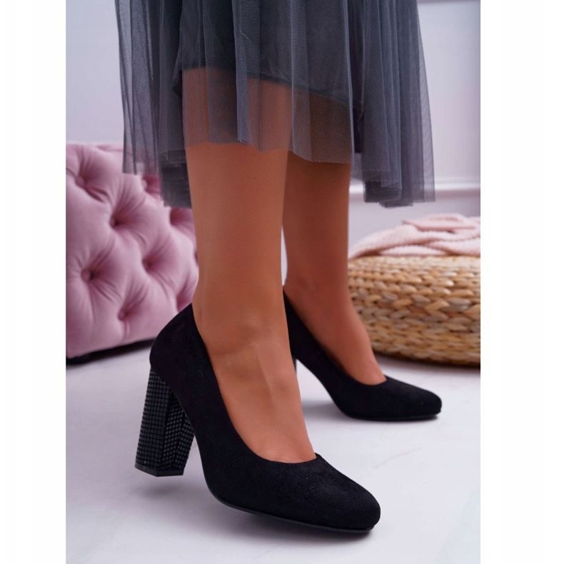 Pompe de damă Sergio Leone PB200 Suede Black Selva negru 1