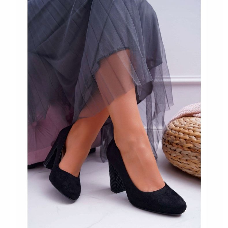 Pompe de damă Sergio Leone PB200 Suede Black Selva negru 2