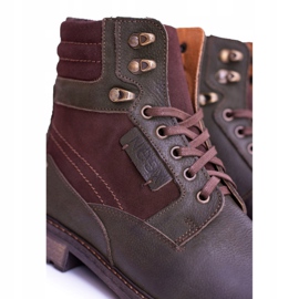 Cizme calde pentru bărbați Neex Olive Leather Grigor maro verde 2