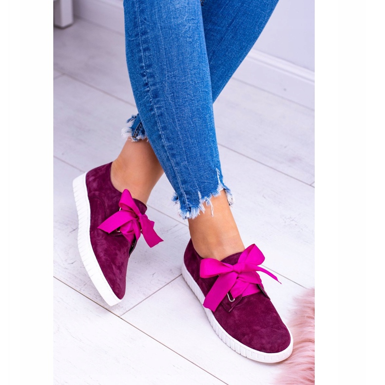 Butmil Adidași Loop pentru femei din piele maronie roșu 2