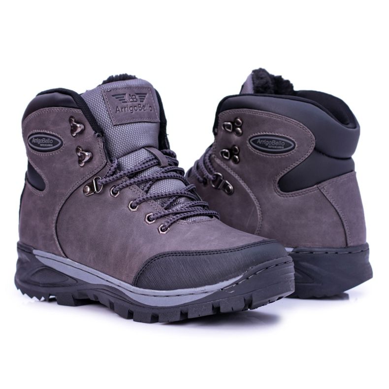 Ax Boxing Auzi pantofi de trekking pentru bărbați calzi cu blană gri 1