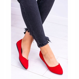 PS1 Balerini de damă roșii din piele de căprioară roșu 2