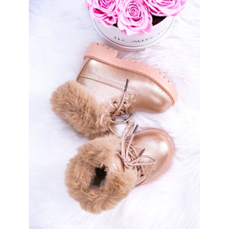 Cizme calde pentru copii Trappers Pink Gold Phobos roz roz 1