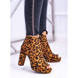 FRID Cizme de damă pe toc Toe deschise Pantera Temira maro 1