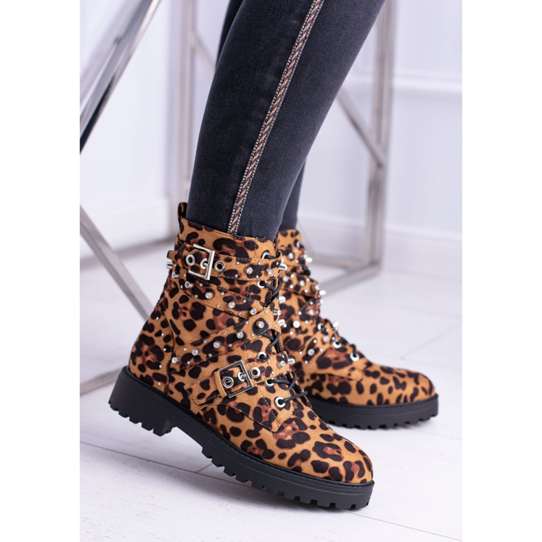 Cizme înalte pentru femei cu model leopard Albere maro 1 Cizme înalte pentru femei cu model leopard Albere maro 1