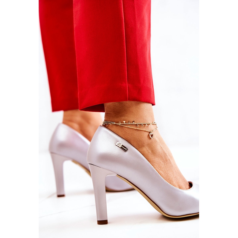 Pumps pentru femei Pearl Silver pe un post Sergio Leone Campbell gri 1