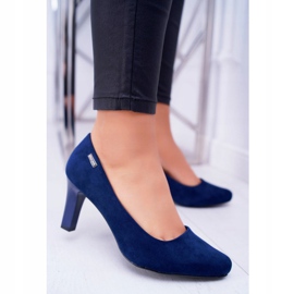 Pompă de damă Sergio Leone Navy Blue Suede Orsola albastru marin 1