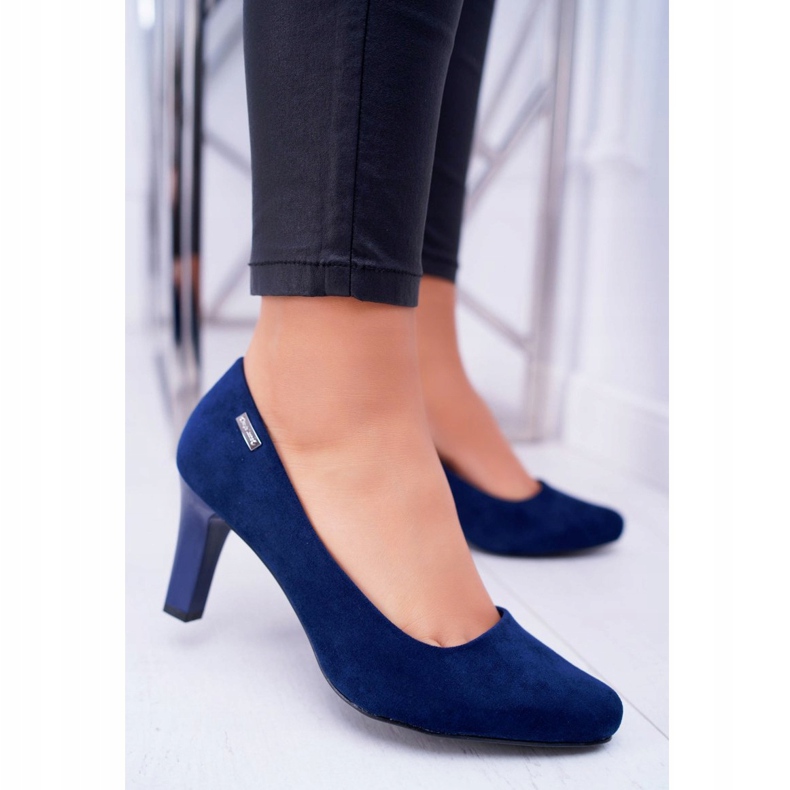 Pompă de damă Sergio Leone Navy Blue Suede Orsola albastru marin 1