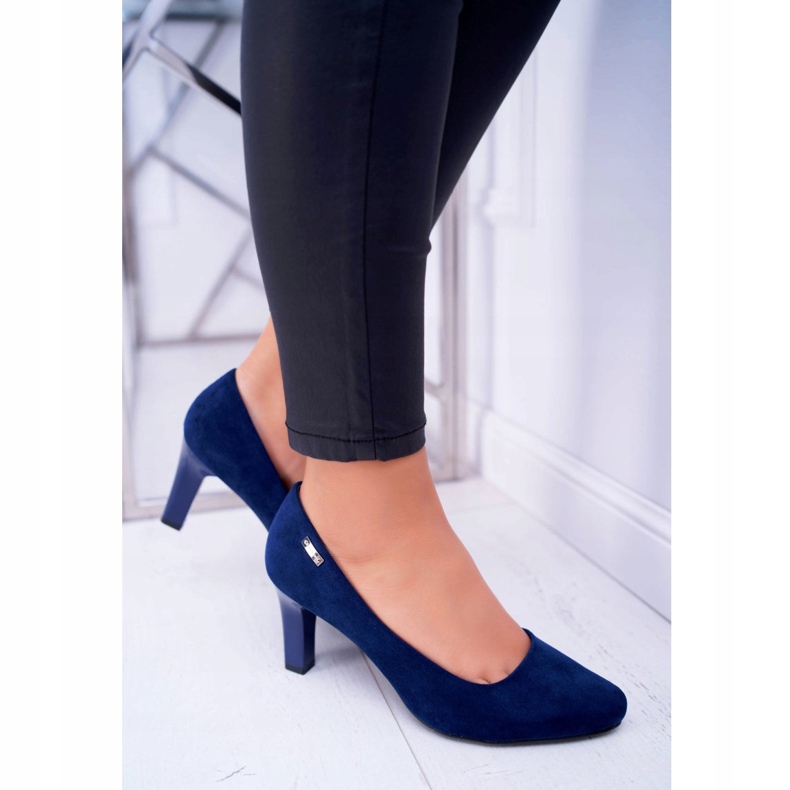 Pompă de damă Sergio Leone Navy Blue Suede Orsola albastru marin 2
