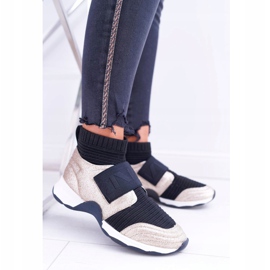 Încălțăminte sport de damă Lu Boo cu șosetă Gold Glitter Phantom negru multicolor galben 2