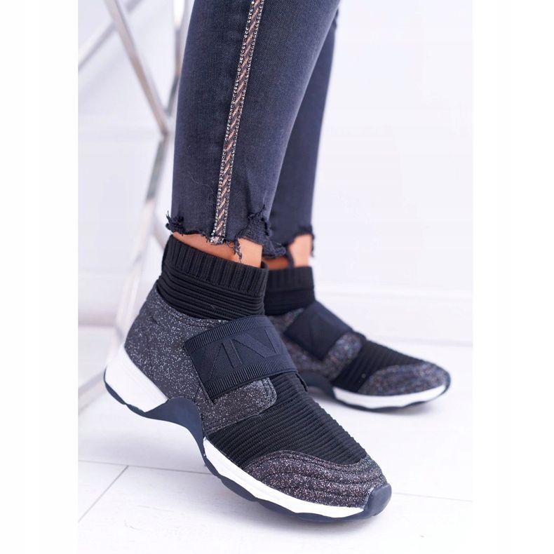 Încălțăminte sport de damă Lu Boo cu șosetă Black Glitter Phantom negru 1 Încălțăminte sport de damă Lu Boo cu șosetă Black Glitter Phantom negru 1