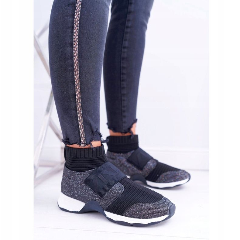 Încălțăminte sport de damă Lu Boo cu șosetă Black Glitter Phantom negru 2 Încălțăminte sport de damă Lu Boo cu șosetă Black Glitter Phantom negru 2