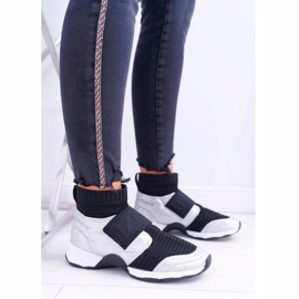 Încălțăminte sport de damă Lu Boo cu șosetă Silver Glitter Phantom negru gri multicolor 2